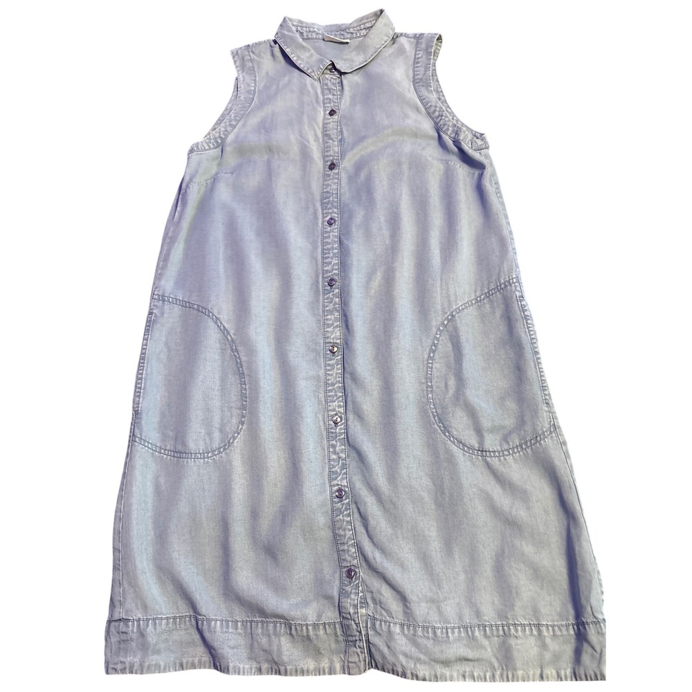 J.‎ Jill Denim Women's Light Wash Sleeveless Button Front Chambray Dress, Large